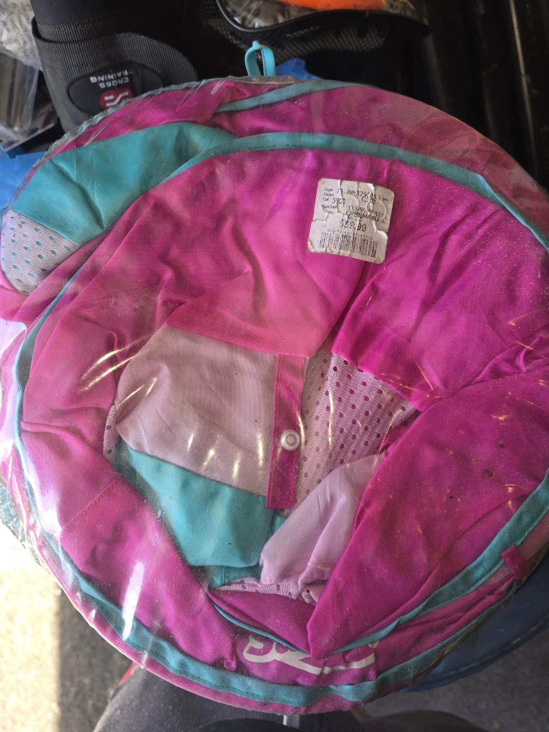 Pink and Teal Baby Playpen