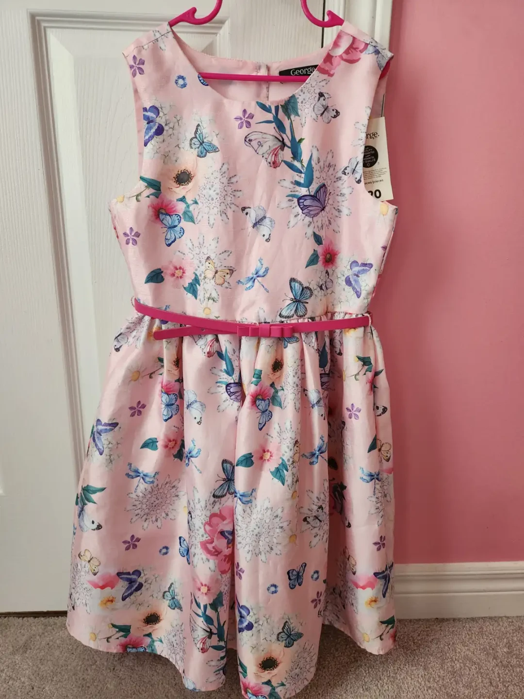 George Pink Floral Butterfly Dress