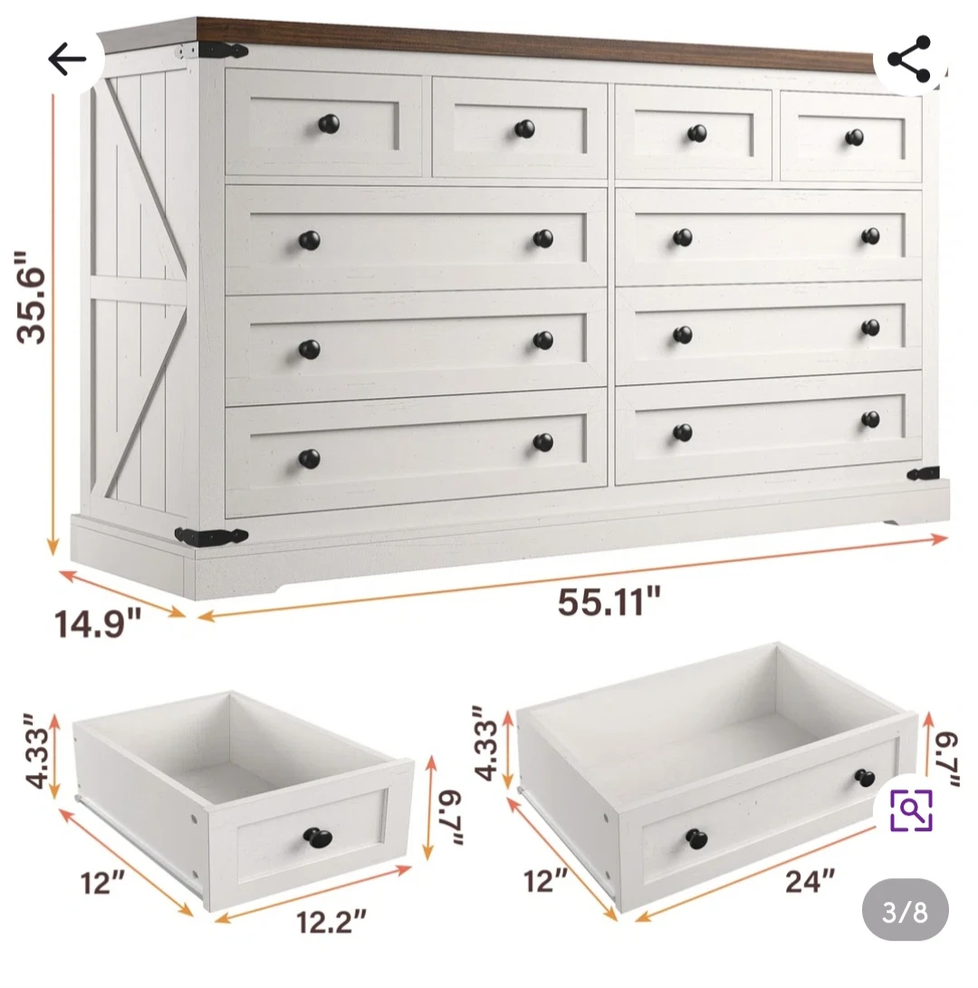 Brand New Farmhouse-Style Dresser (Assembled Today) - photo 4