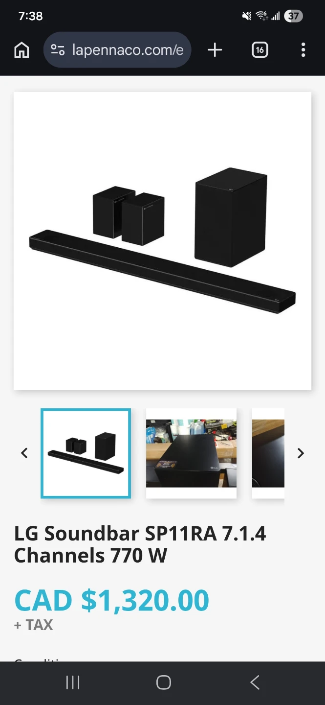 LG Soundbar SP11RA 7.1.4 Channels 770 W
