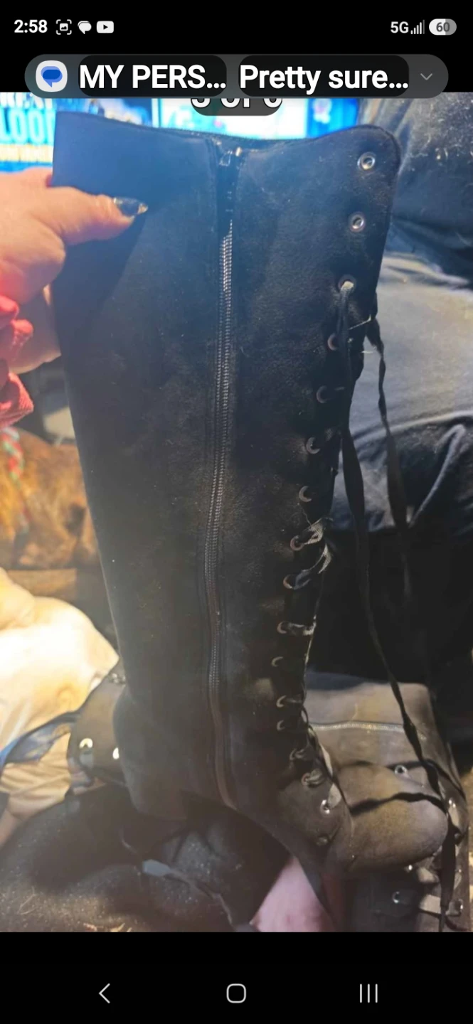 Diba Black Lace-Up Knee-High Boots Size 7.5 - photo 4