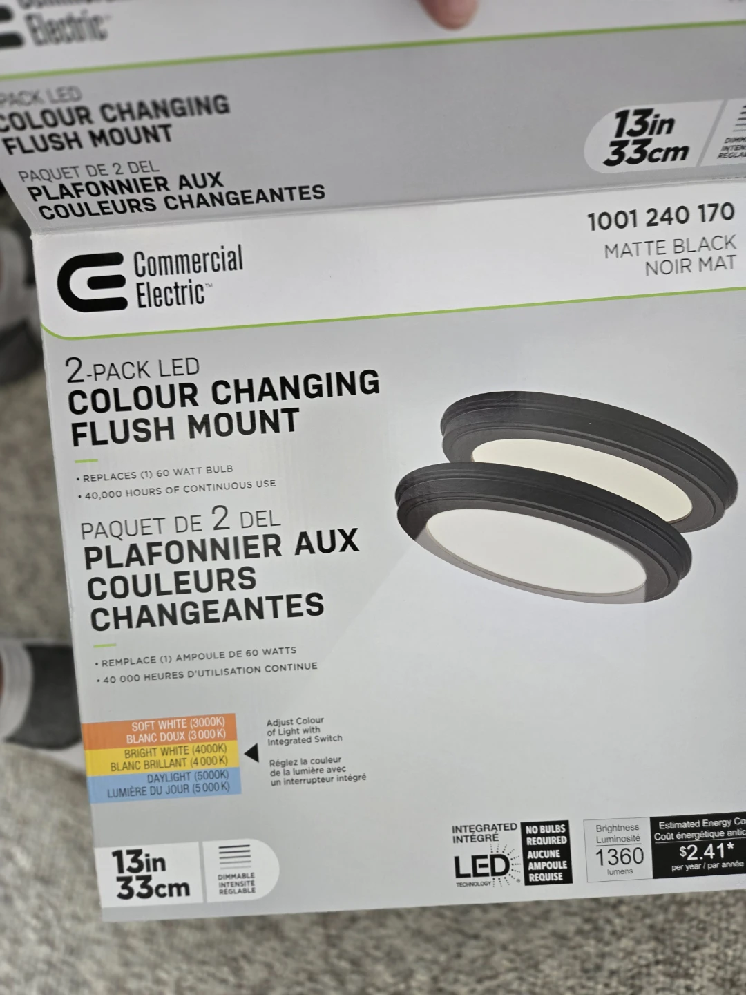 Commercial Electric LED Colour Changing Flush Mount Lights