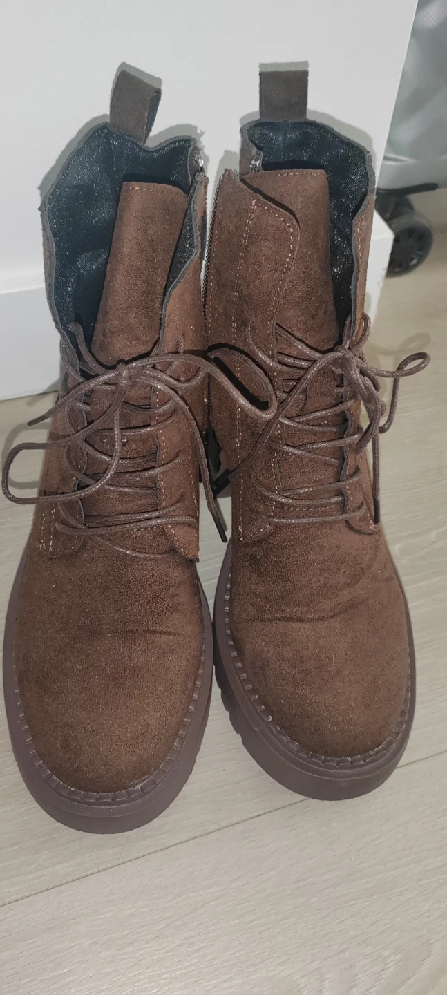 Brown Suede Lace-up Boots Size 40 - photo 3