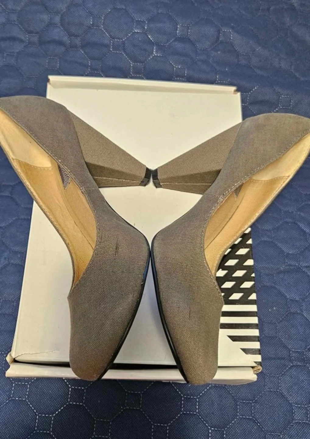 Grey Canvas Block Heel Pumps - photo 4