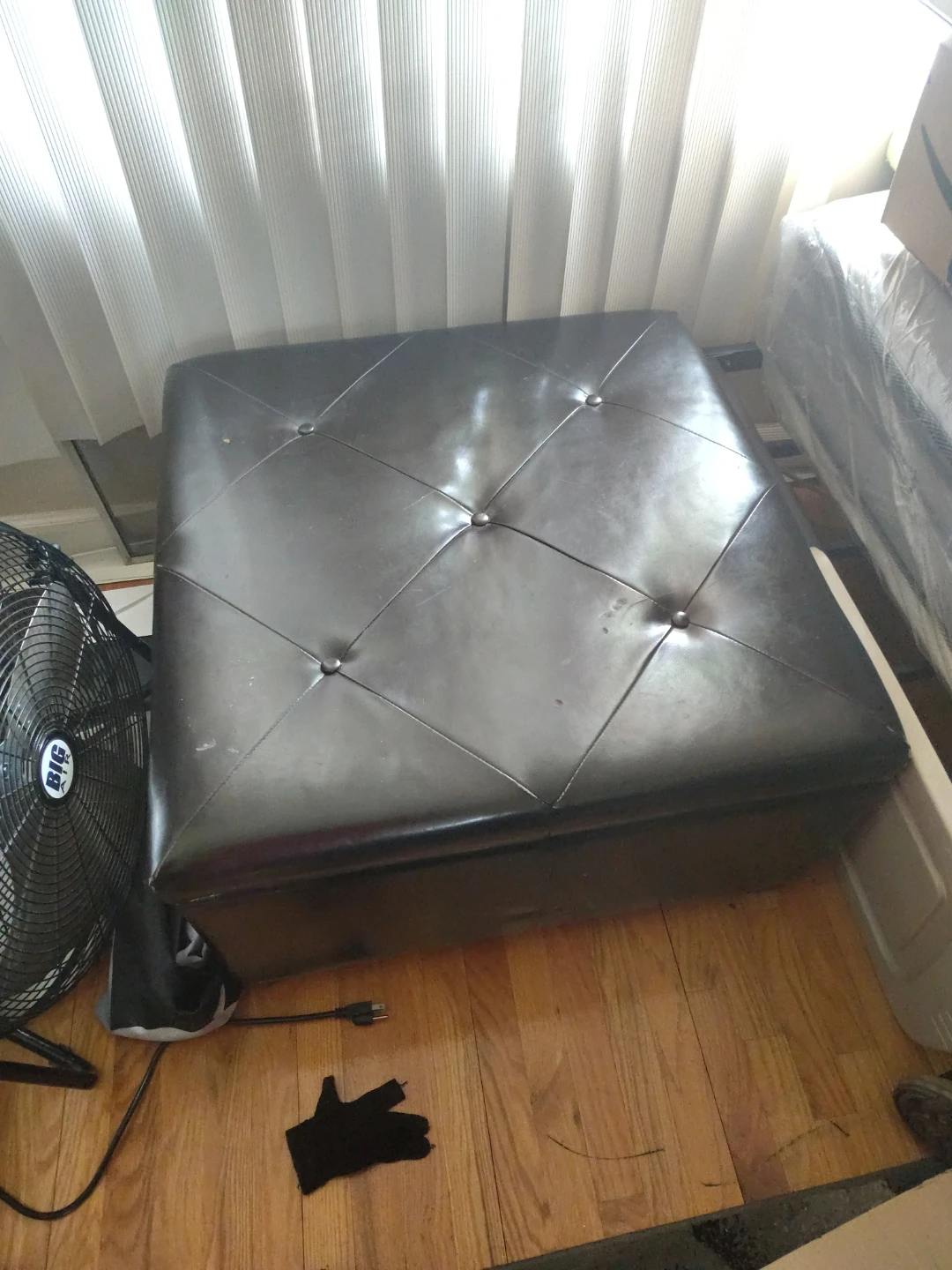 Black Tufted Storage Ottoman