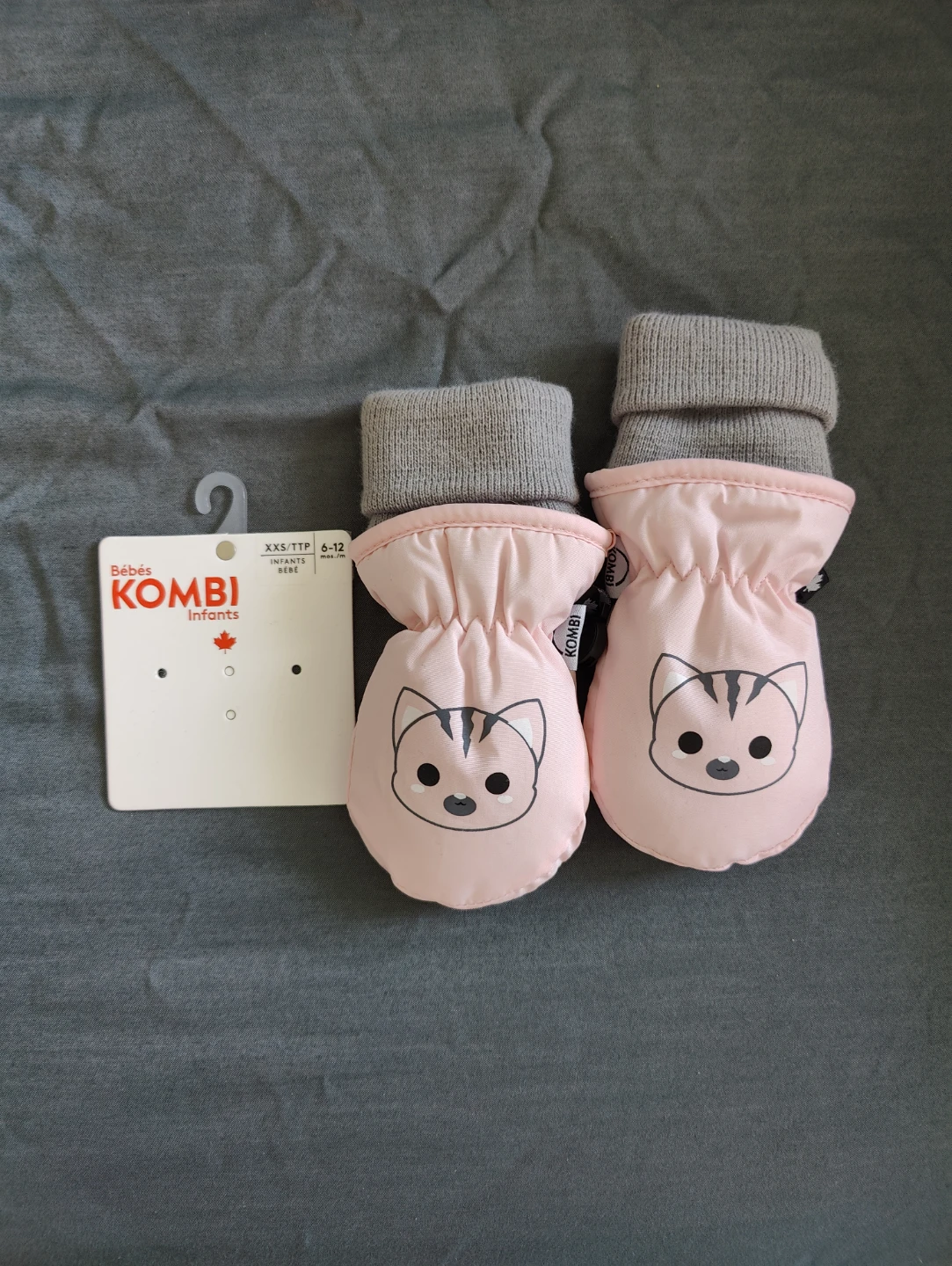 Kombi Infants Pink Cat Mittens - Size XXS/TTP (6-12 months)