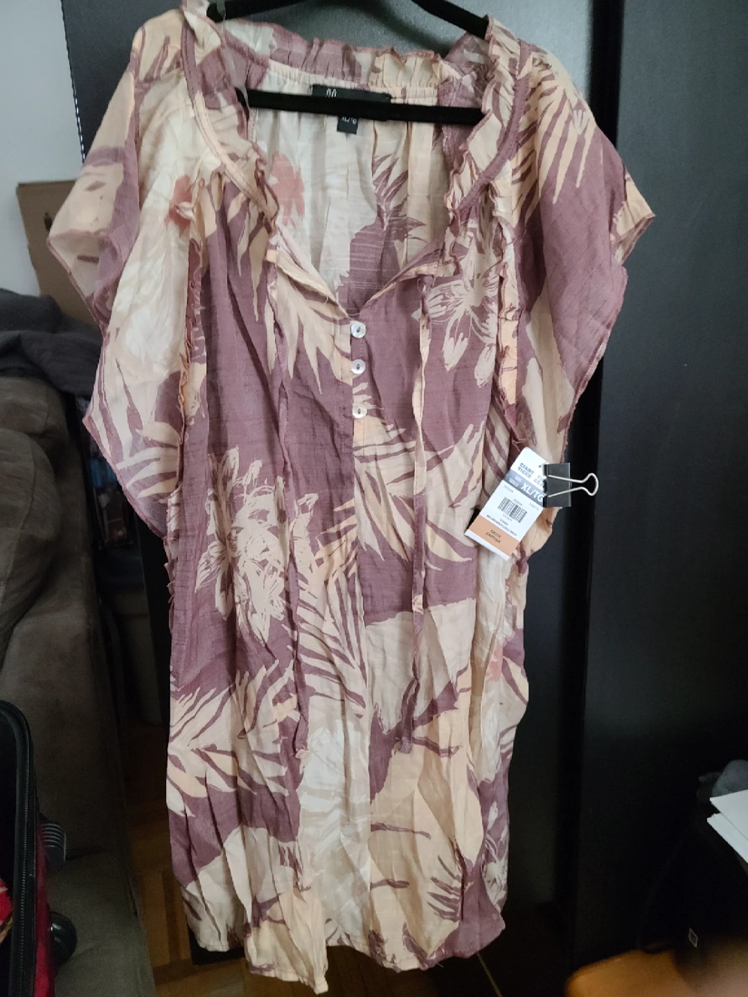 Lily Morgan XL/TG Brown Floral Print Top
