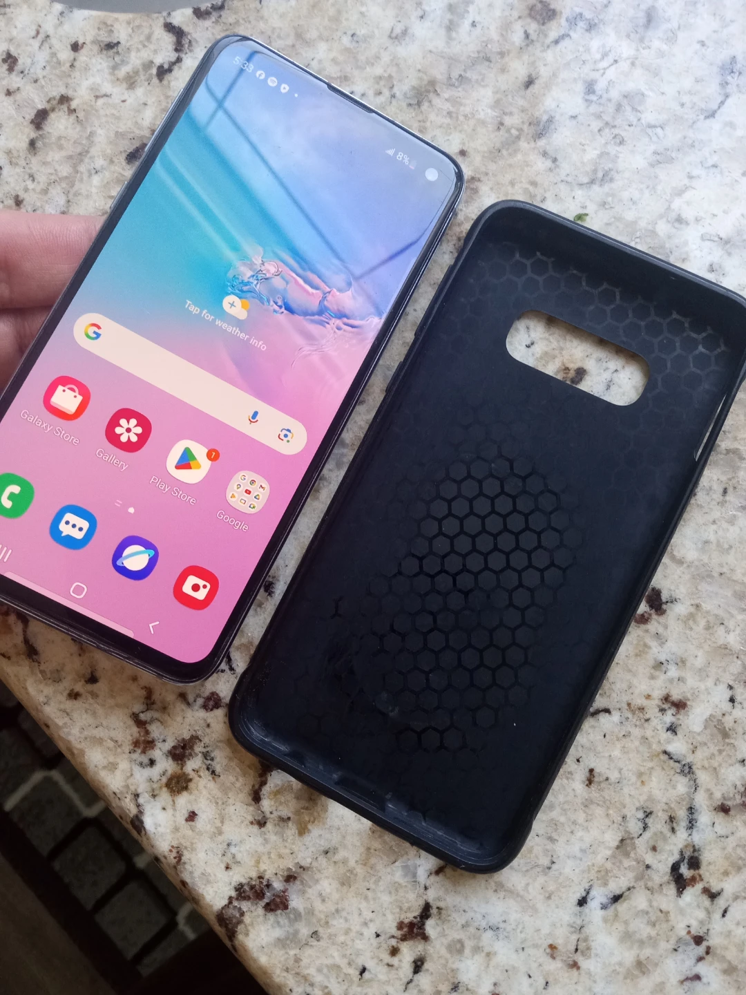 Samsung Galaxy S10e Phone with Black Case