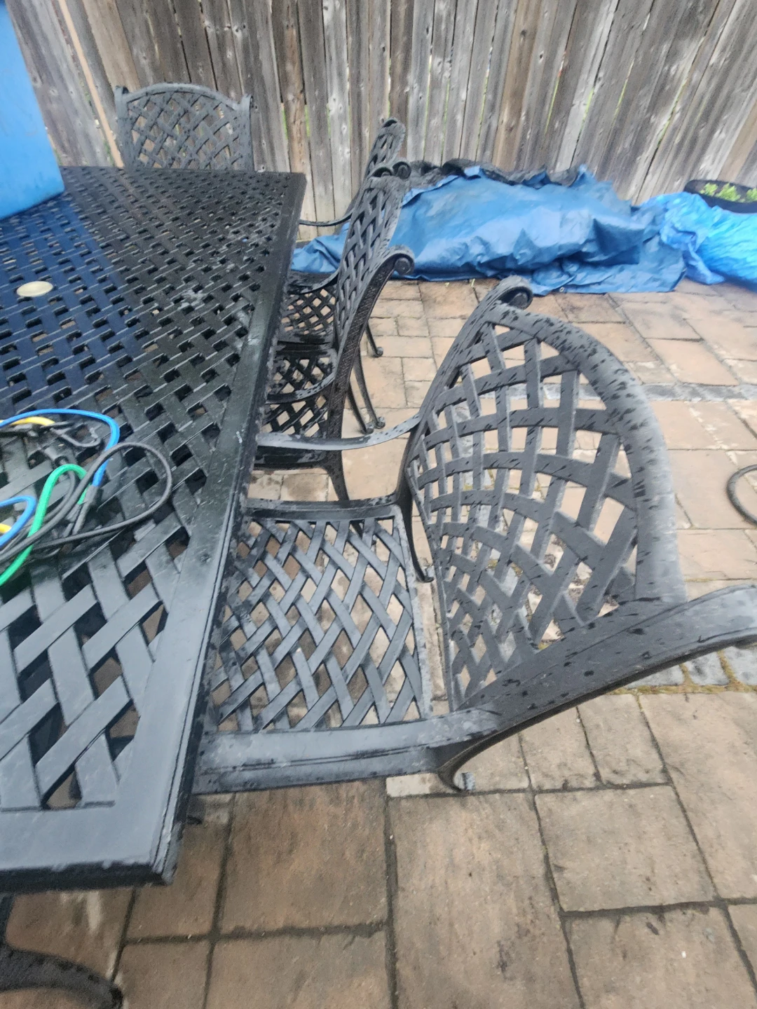 Black Metal Patio Dining Set with 6 Chairs - photo 2