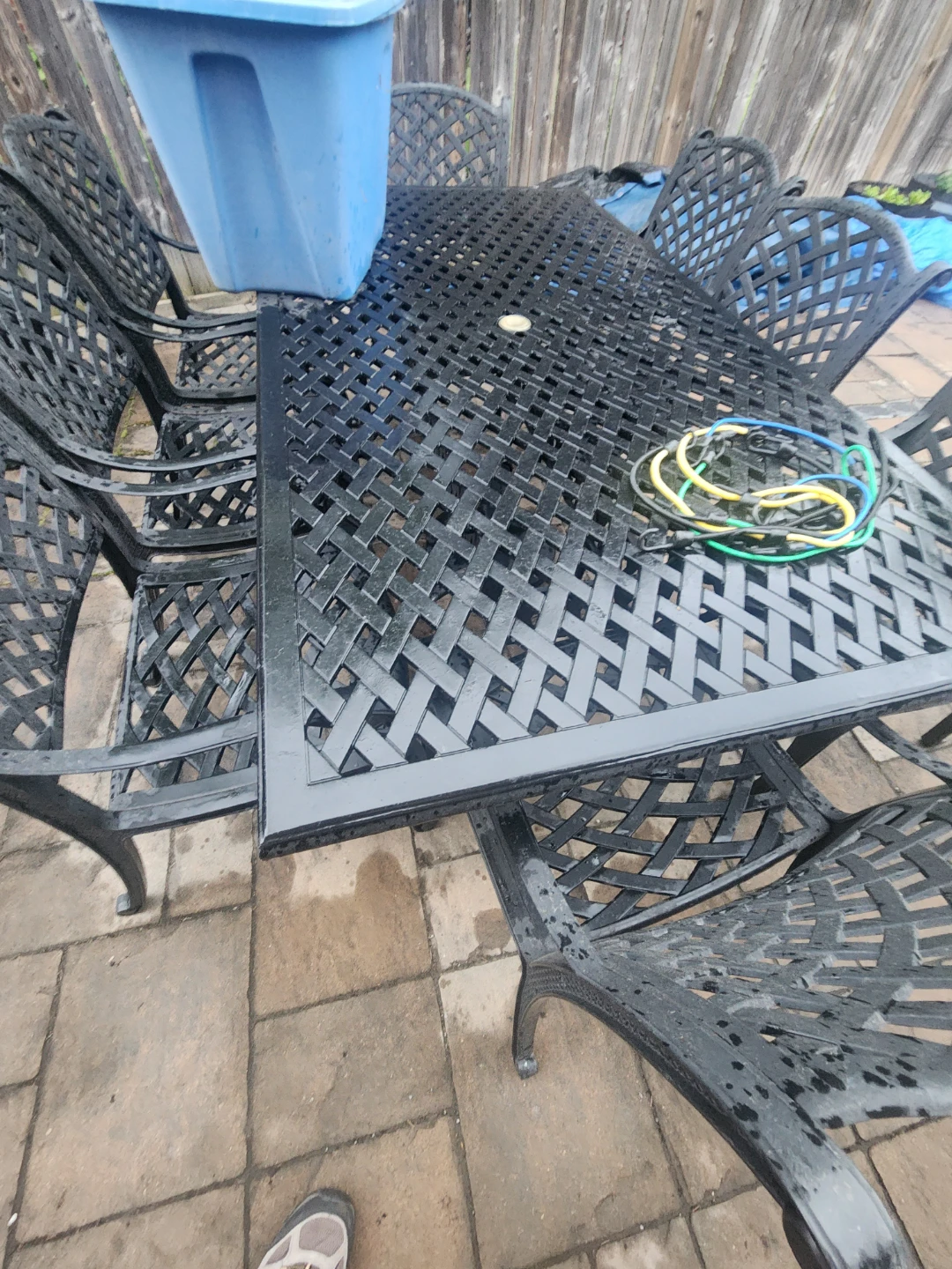 Black Metal Patio Dining Set with 6 Chairs - photo 3