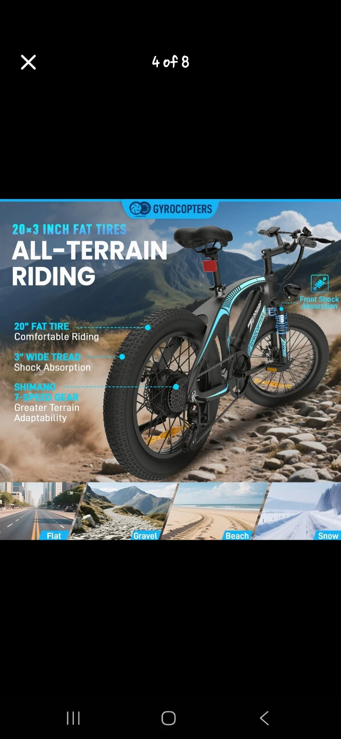 Gyrocopters Fat Tire Electric Bike - photo 5