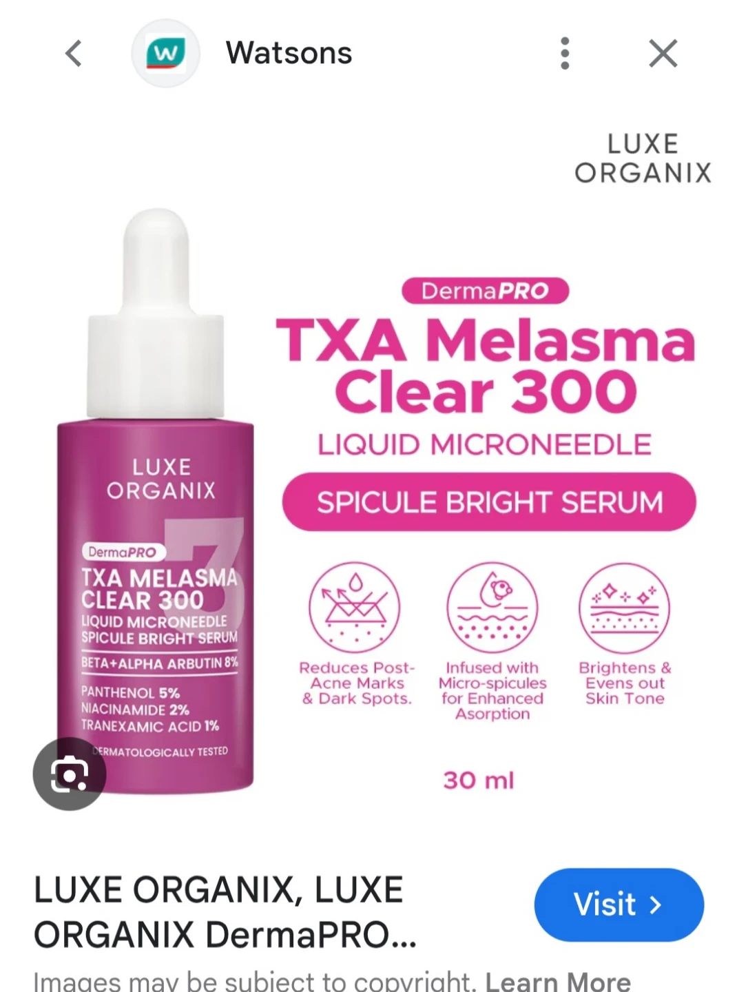 Luxe Organix TXA Melasma Clear 300 Bright Serum