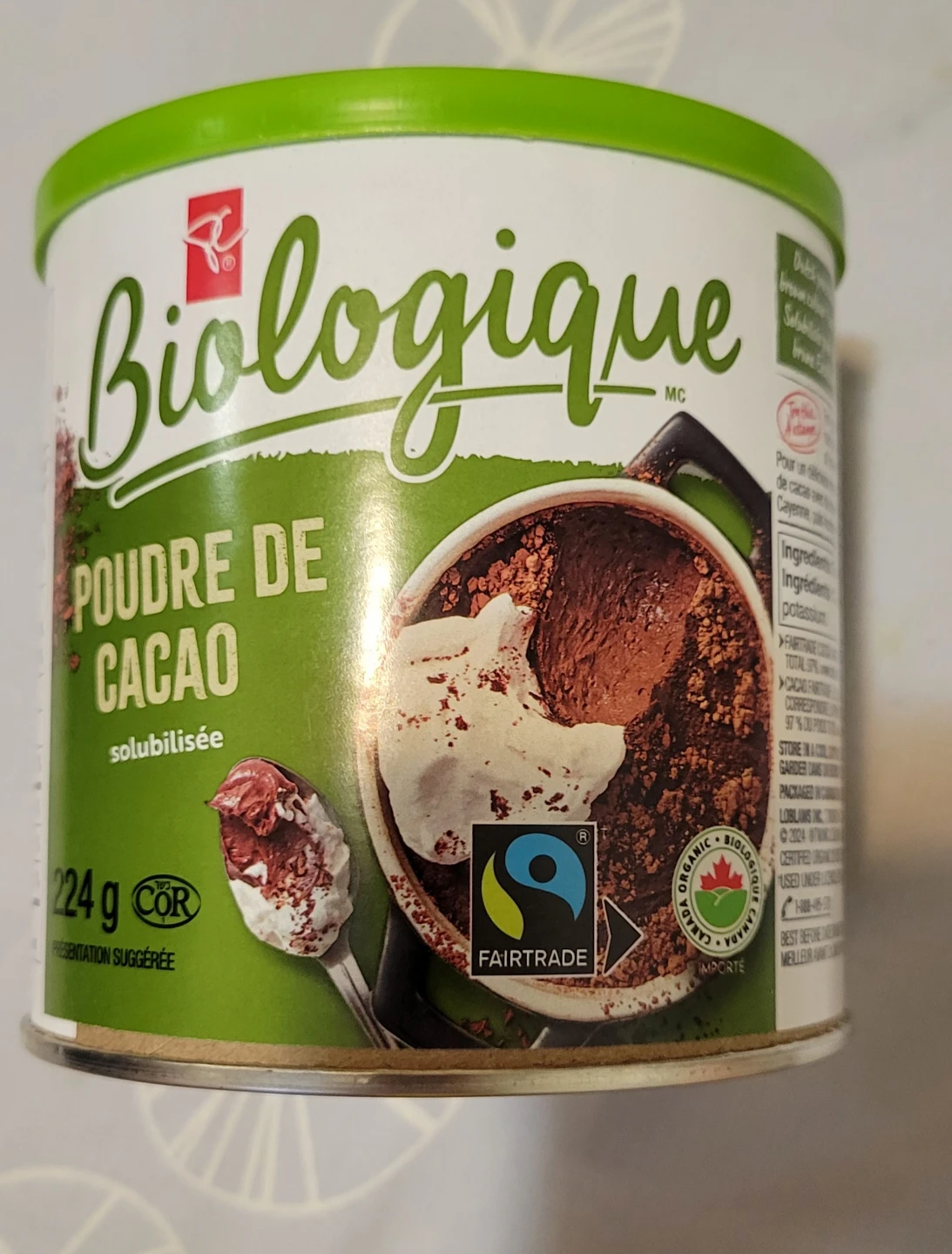 PC Biologique Soluble Cacao Powder 224g