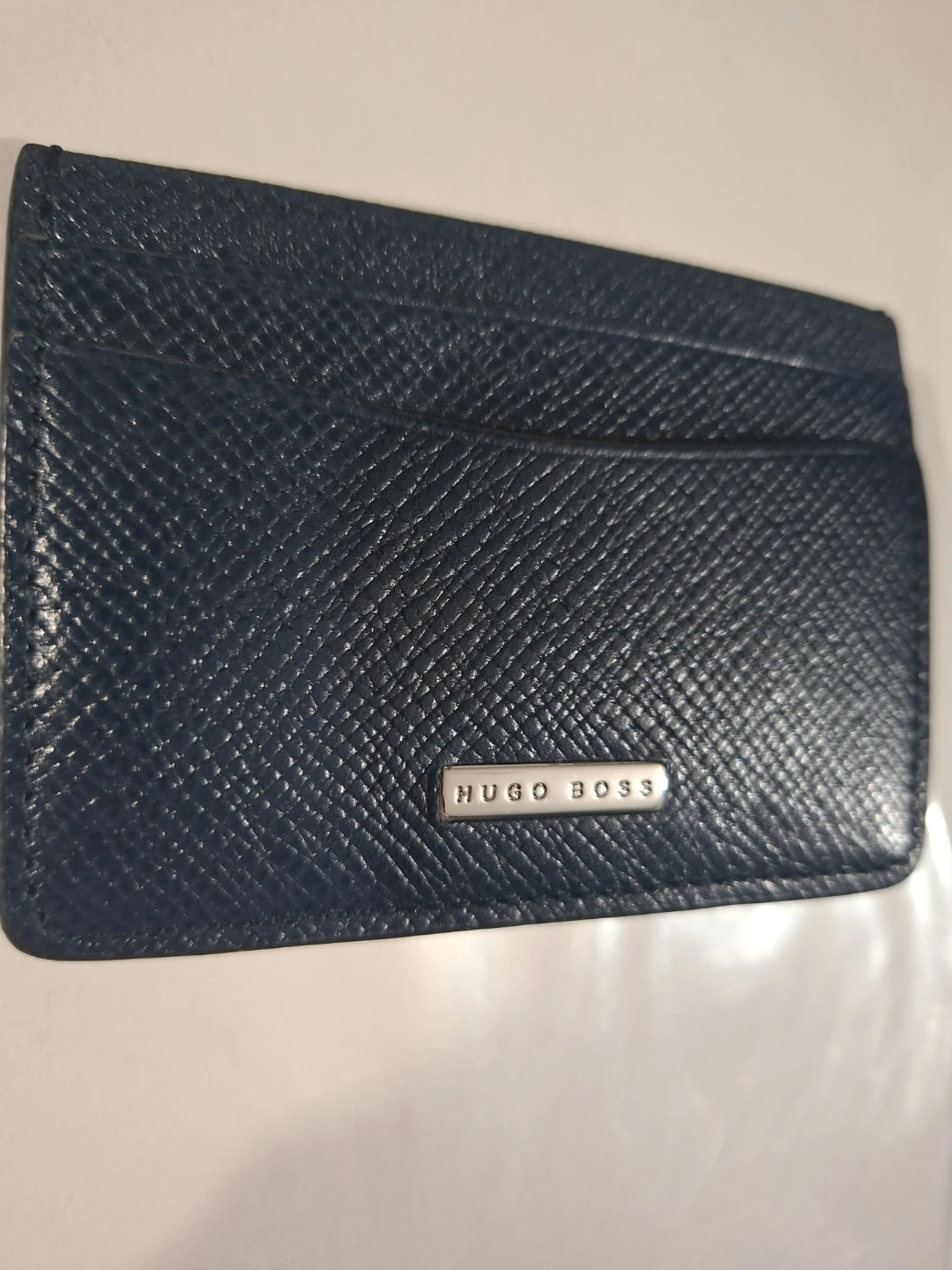 Hugo Boss Navy Blue Leather Money Clip Card Holder - photo 2