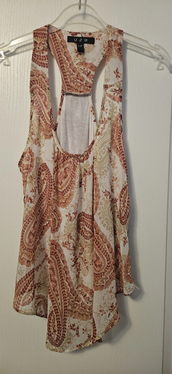 U2B Women's Paisley Print Racerback Tank Top Size S/P