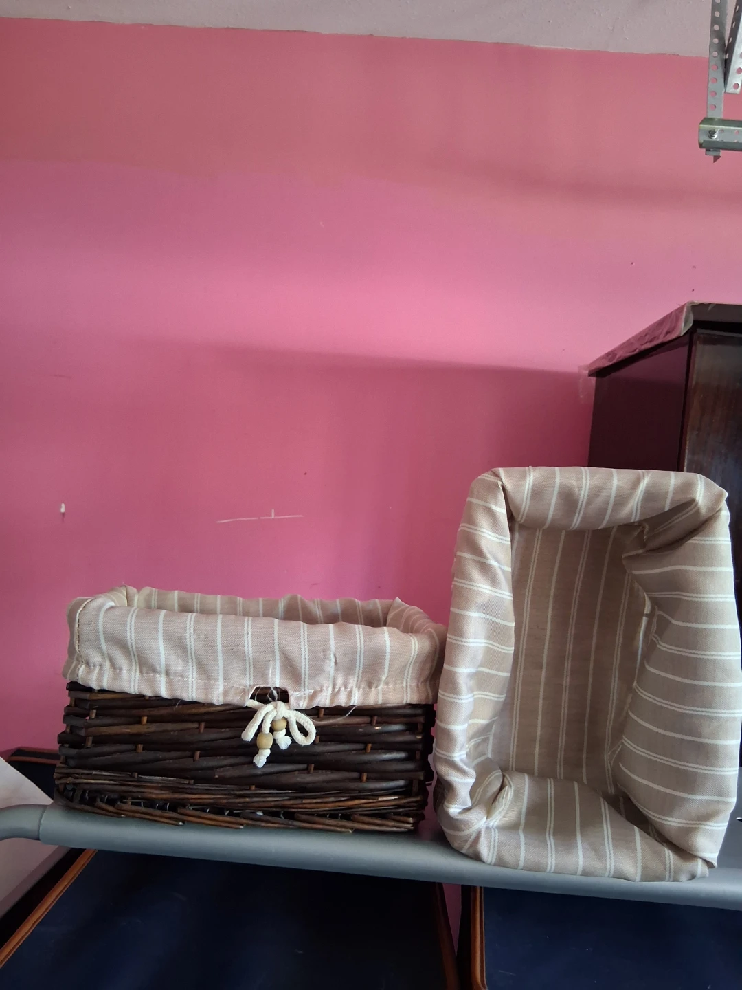 Wicker Storage Baskets and Metal Fruit Bowl Set - photo 2