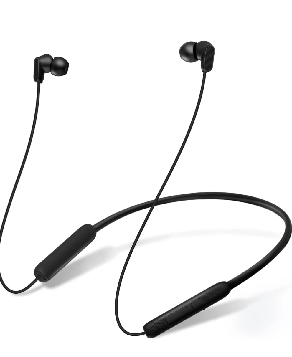Black Neckband Wireless Earbuds with IPX7 Waterproof