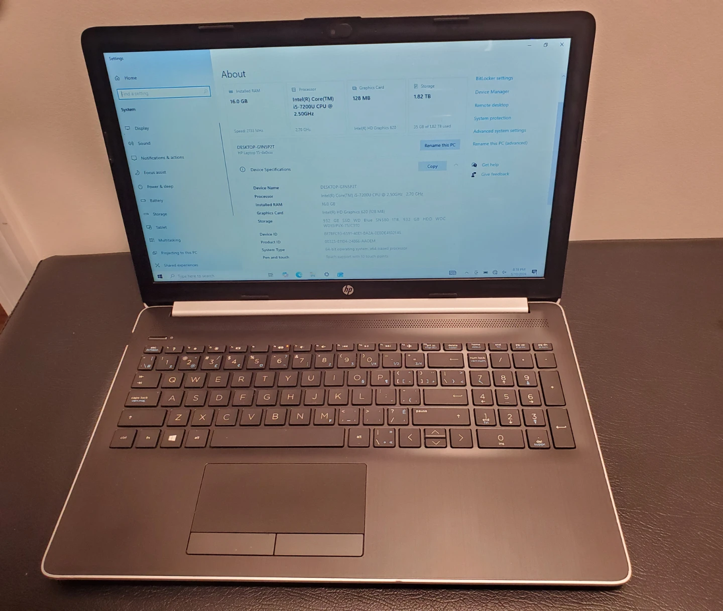 HP Touchscreen laptop 16GB RAM 1.82TB SSD
