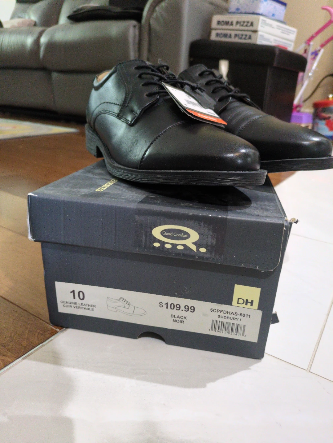 Denver Hayes Men's Black Leather Cap Toe Oxfords size 10 - photo 3
