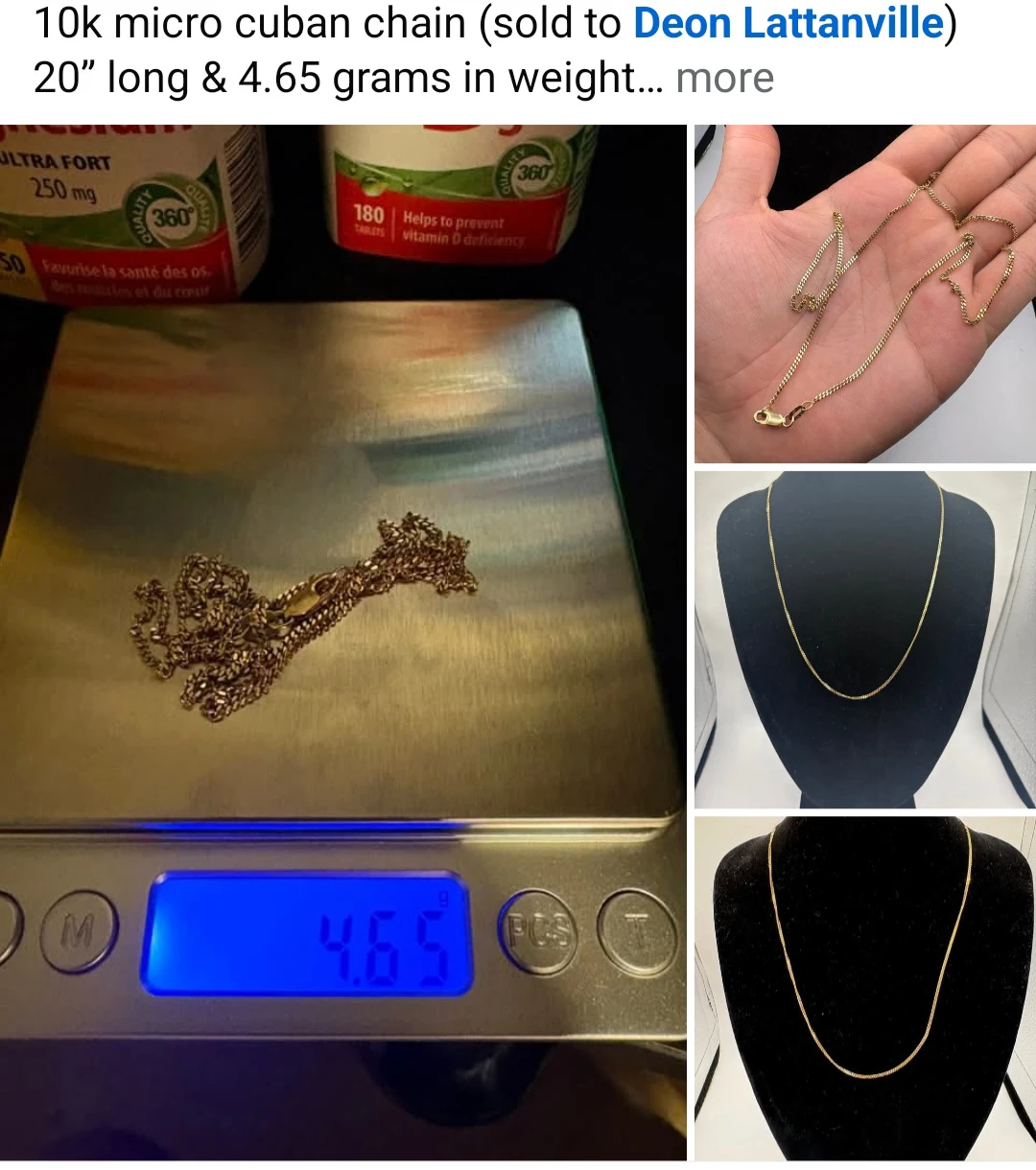 10k Gold Cuban Chain Necklace - 20 Inch, 4.65g