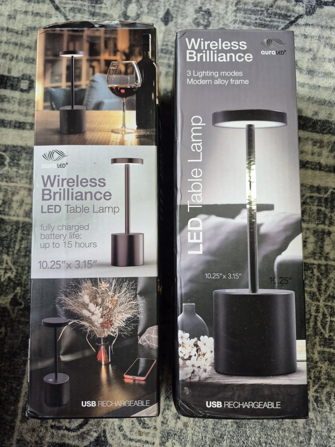 2 Tzumi Wireless Brilliance LED Table Lamp - Black, 10.25"