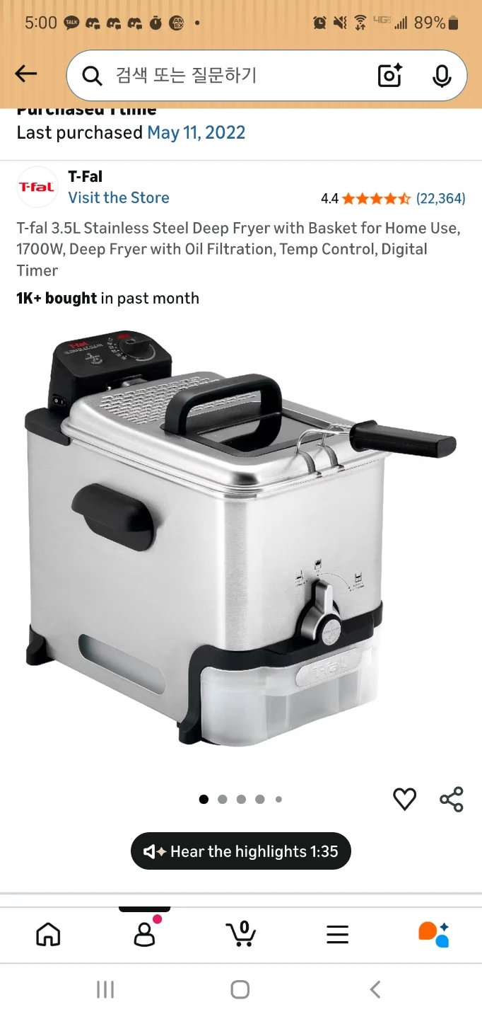 $139 T-fal Stainless Steel Deep Fryer 3.5L 1700W - photo 2