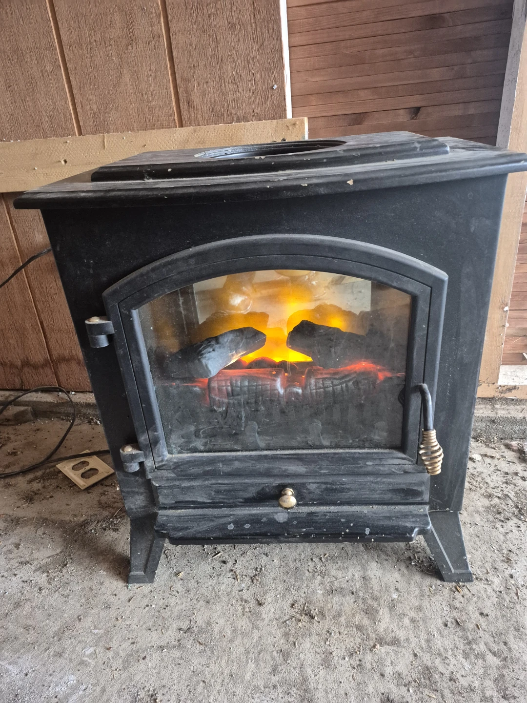 Black Electric Fireplace Stove with Flame Effect