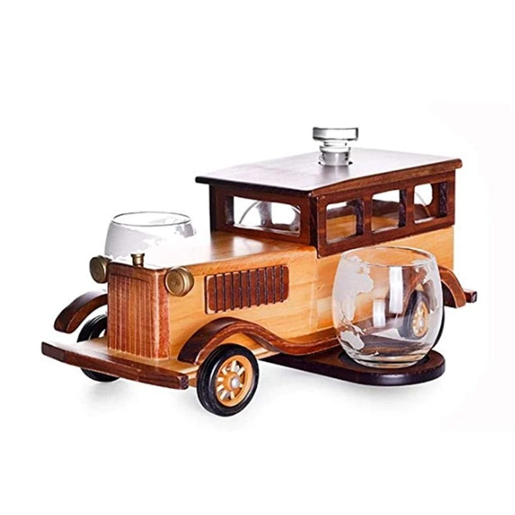 Wooden Car Decanter Set with Glasses
