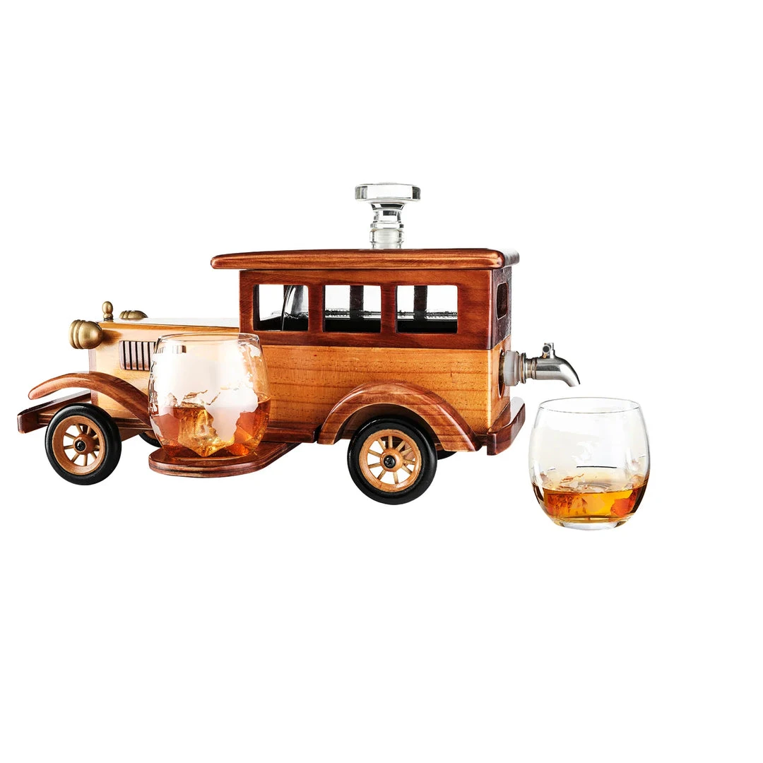 Wooden Car Decanter Set with Glasses - photo 2