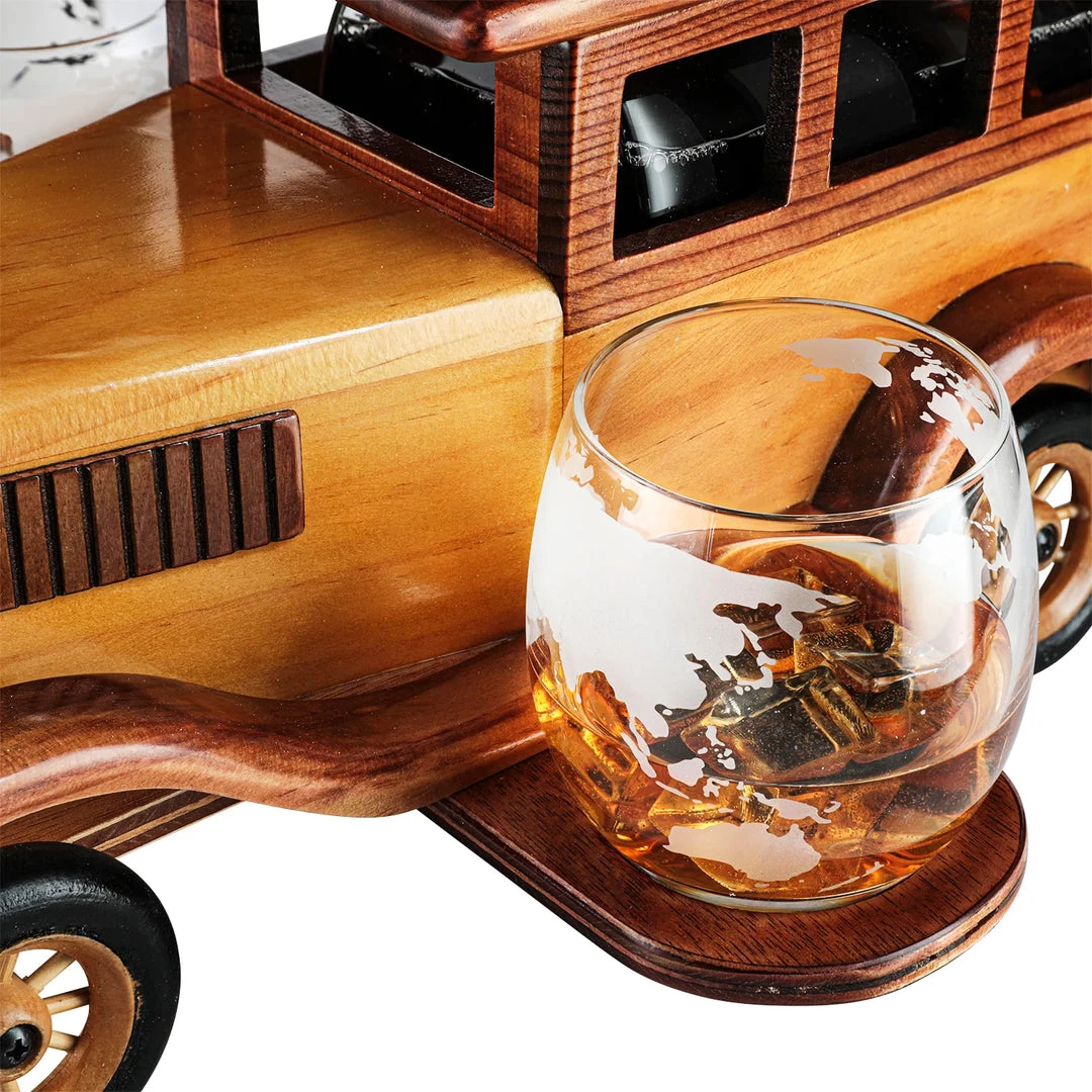 Wooden Car Decanter Set with Glasses - photo 3