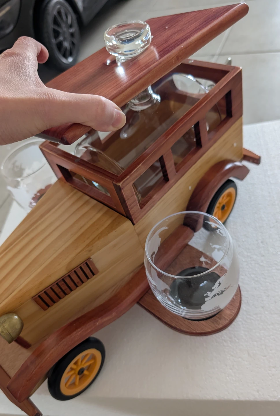 Wooden Car Decanter Set with Glasses - photo 5