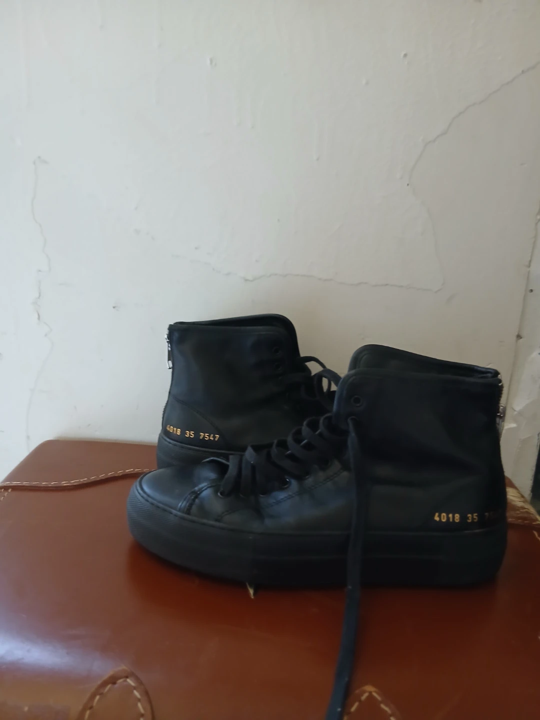 Common Projects Black Leather High-Top Sneakers - photo 3