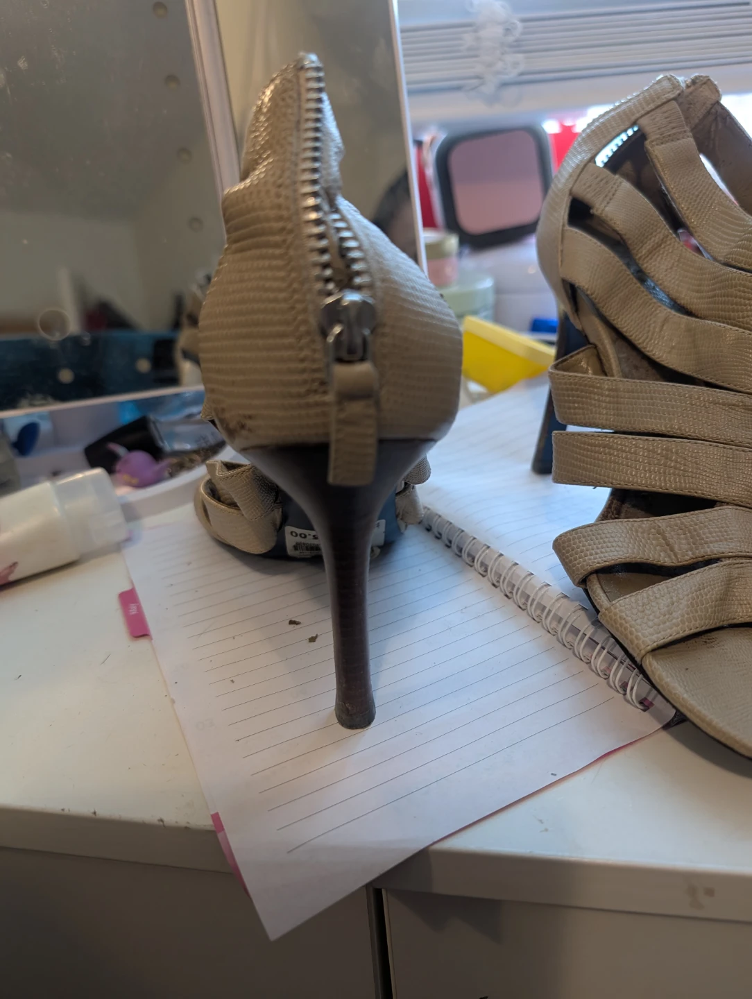 Women's Beige Strappy Heel Sandals with Zipper - photo 3