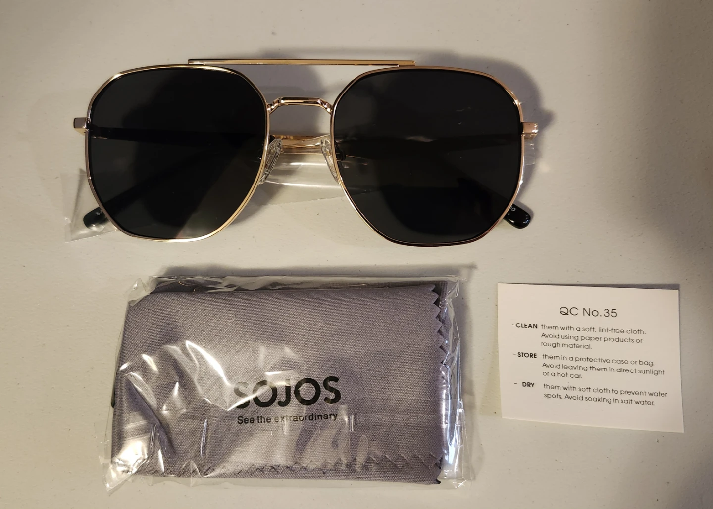 SOJOS Aviator Sunglasses Gold Frame Black Lens