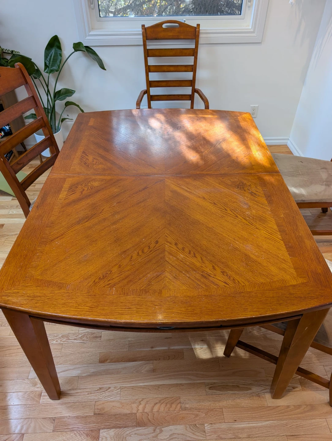 Free Wooden Dining Table with Extension Leaf and Chairs - photo 3