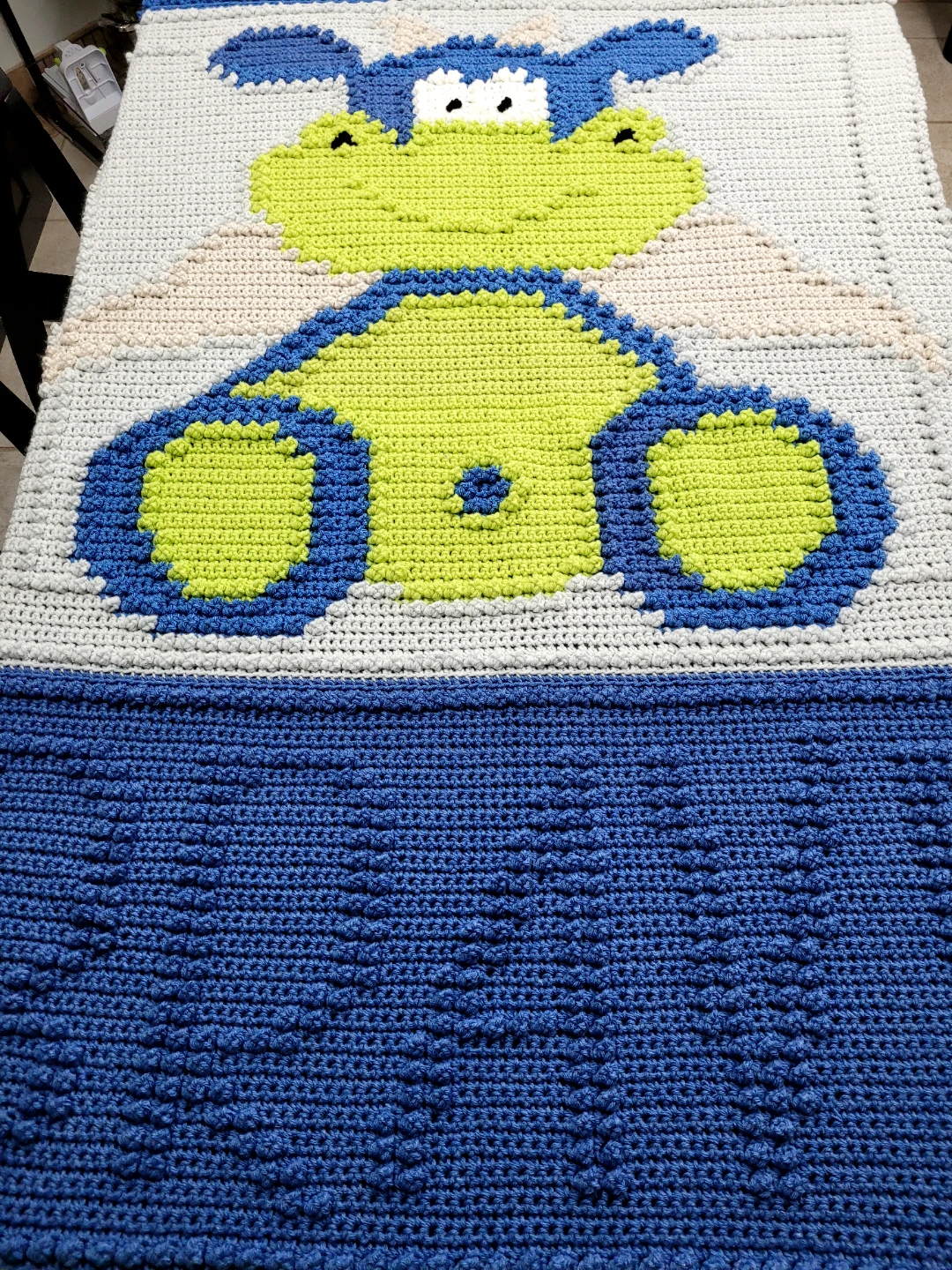 Handmade Crochet Blanket with Dragon  Design