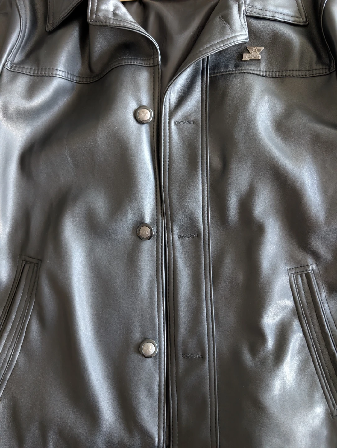 Emporio Collezione (Armani) Black Leather Button-Front Jacket - photo 2