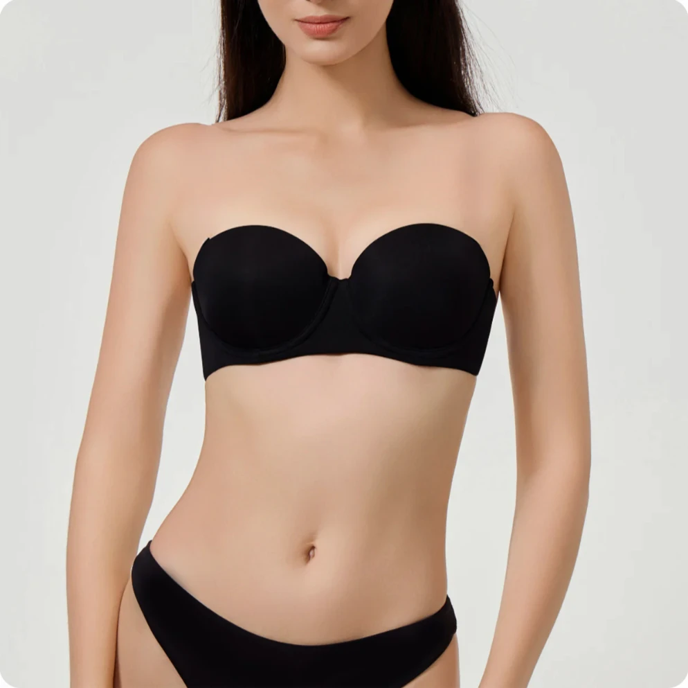 FitCherries 32C Bra: Anytime Strapless, Sleek Black