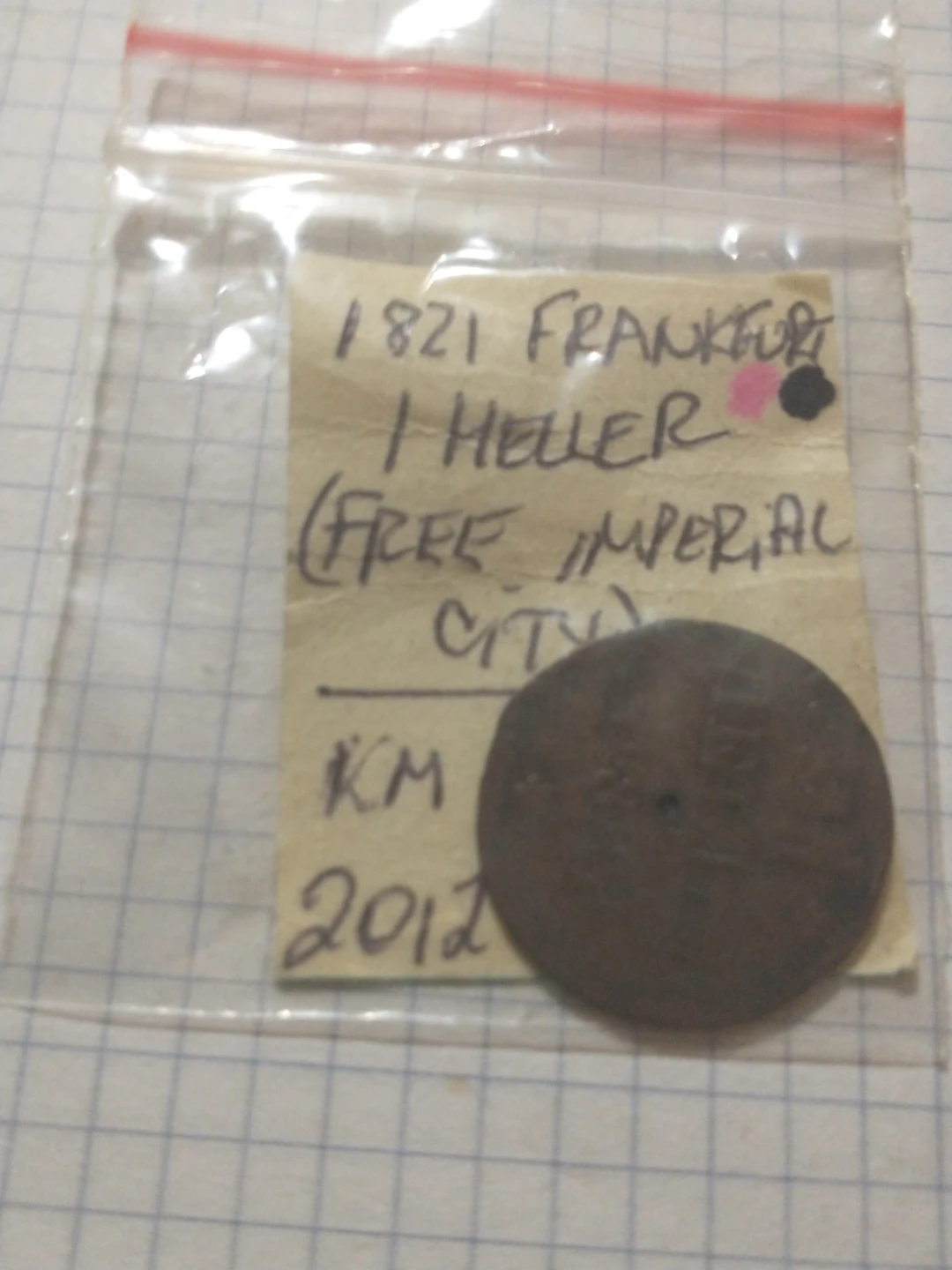 1821 Frankfurt 1 Heller Coin - photo 3