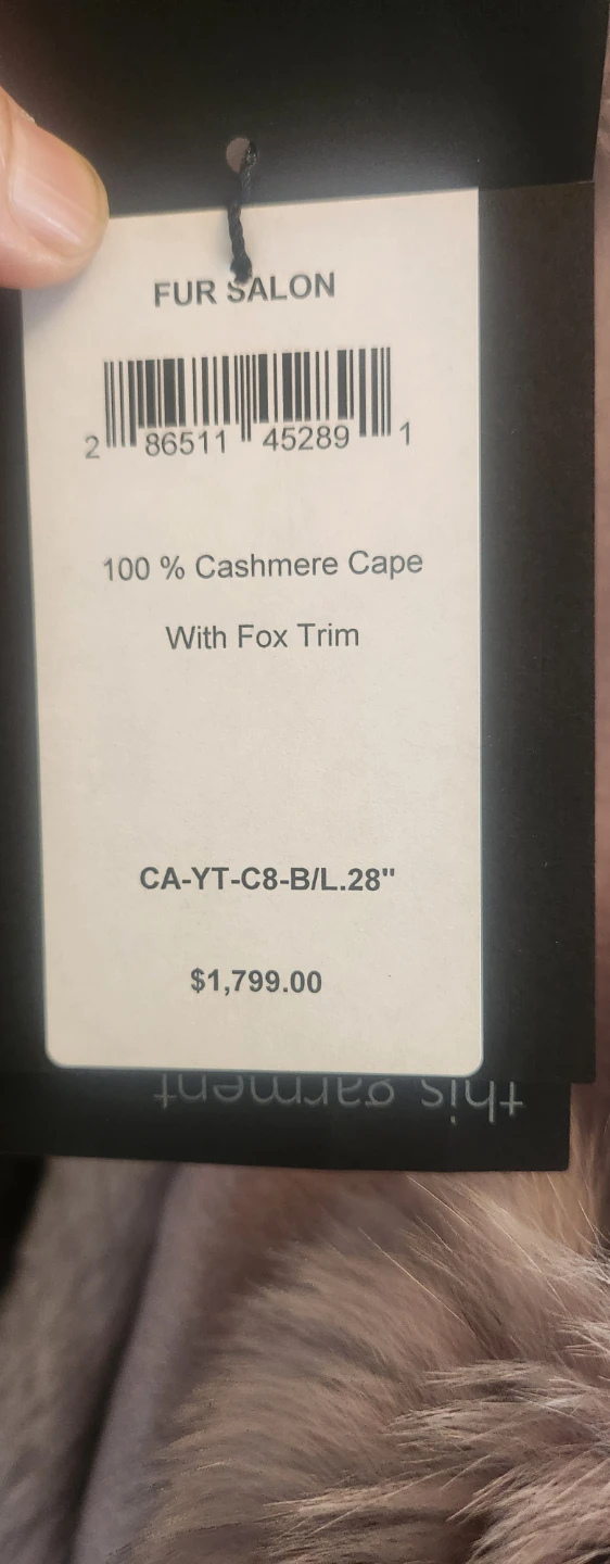 Hudson's Bay Company 100% Cashmere Cape with Fox Trim - photo 5