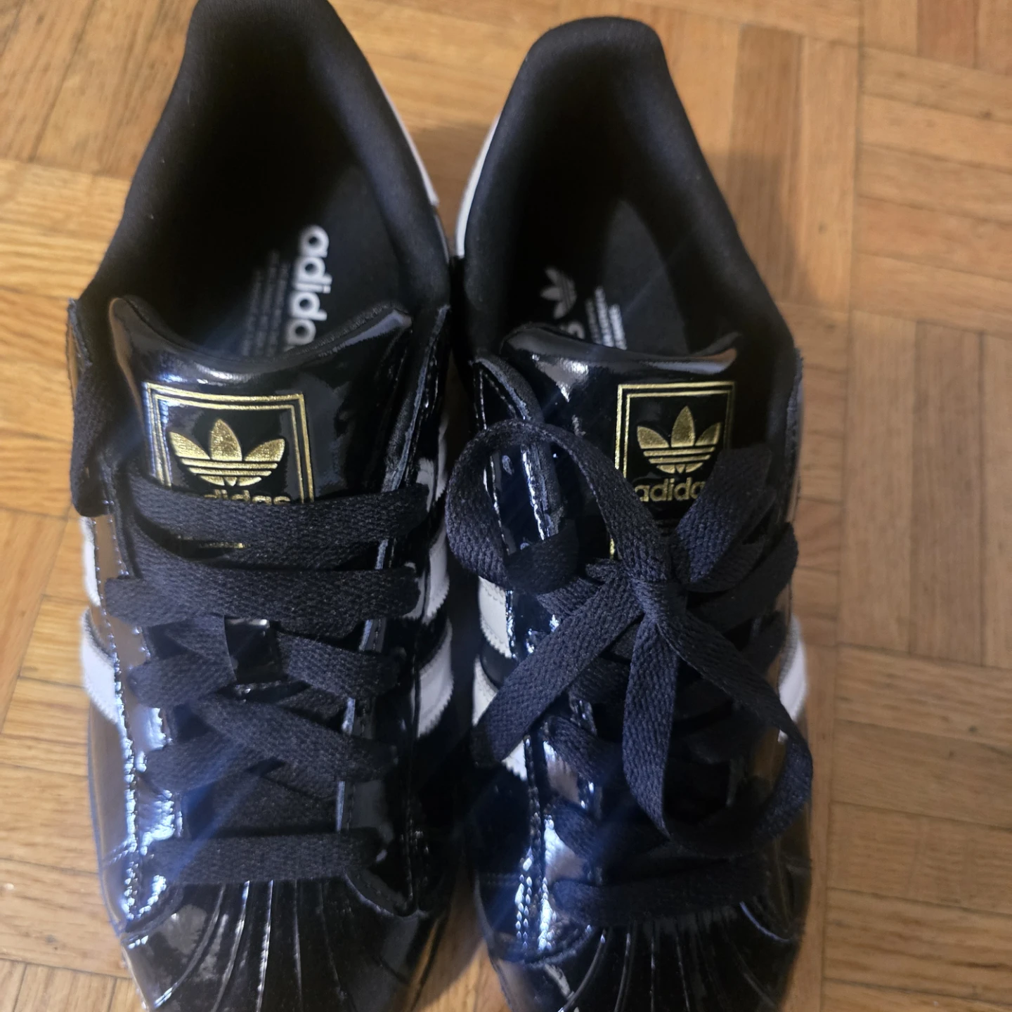 Adidas Superstar Shoes Black Patent