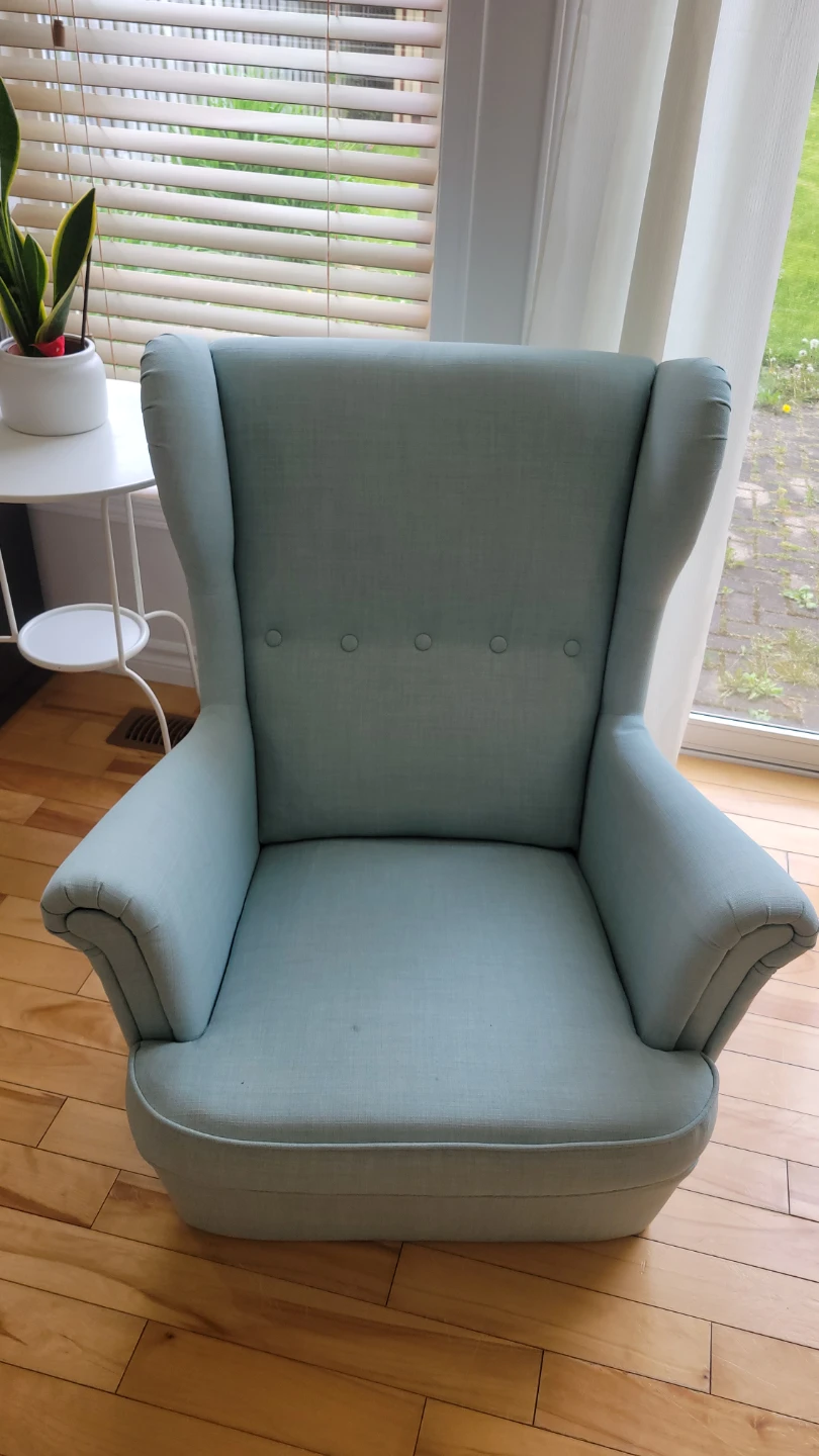 Light Blue Upholstered Wingback Accent Chair