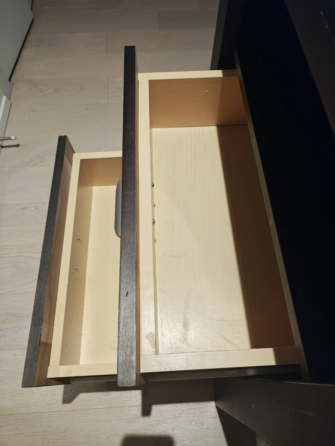 Dark Solid Wood Nightstand with Two Drawers - photo 3