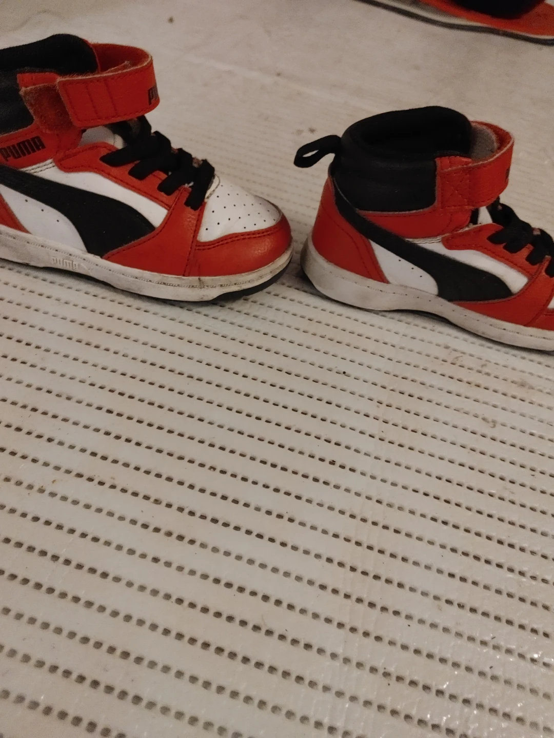 Puma High-Top Sneakers - Red, White, Black - Size 6C - photo 2