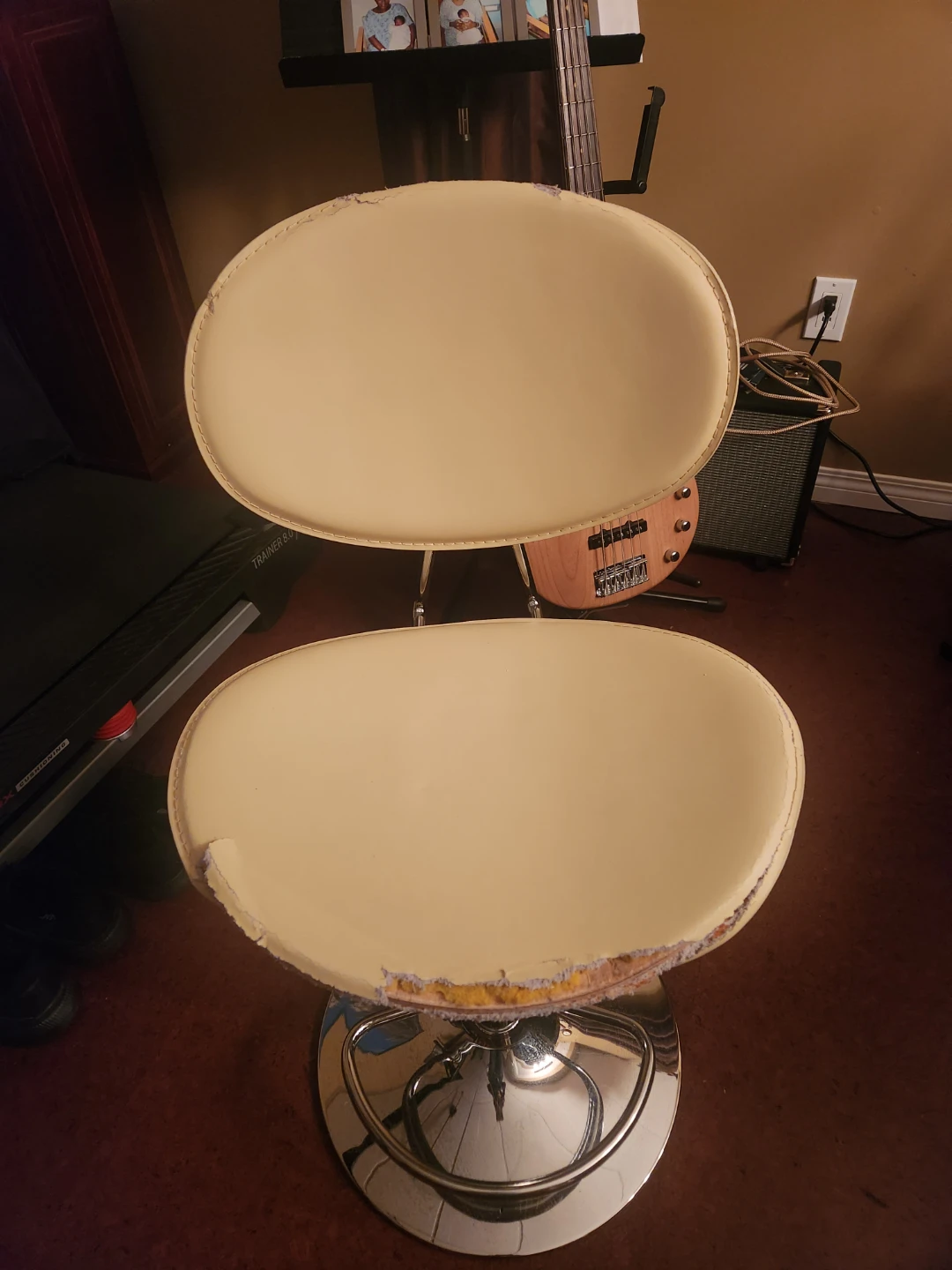 Cream Faux Leather Adjustable Bar Stool - photo 2