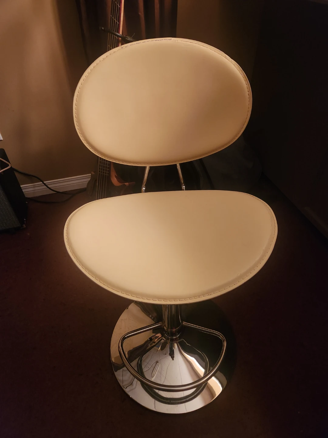 Cream Faux Leather Adjustable Bar Stool - photo 3