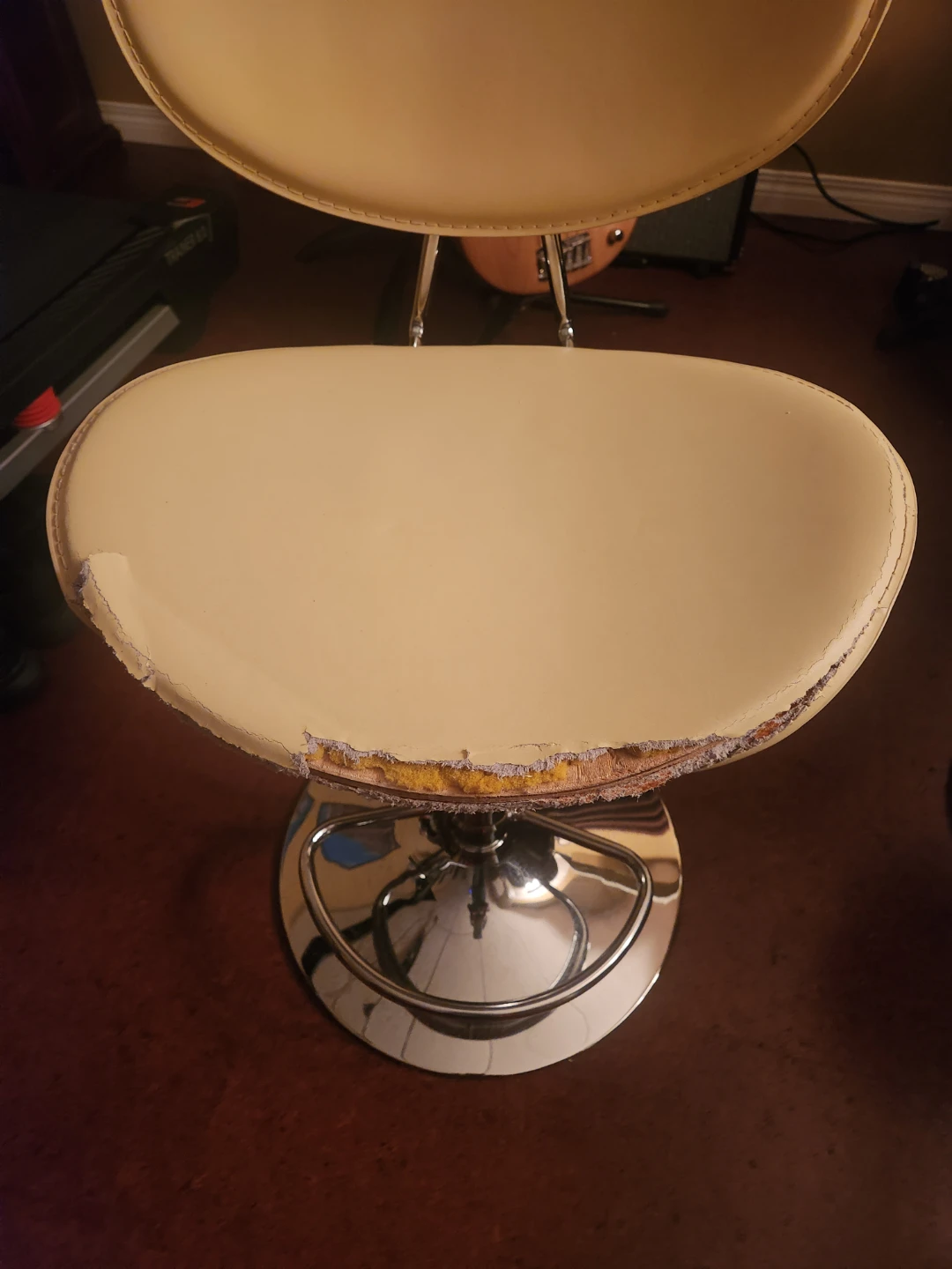 Cream Faux Leather Adjustable Bar Stool - photo 5