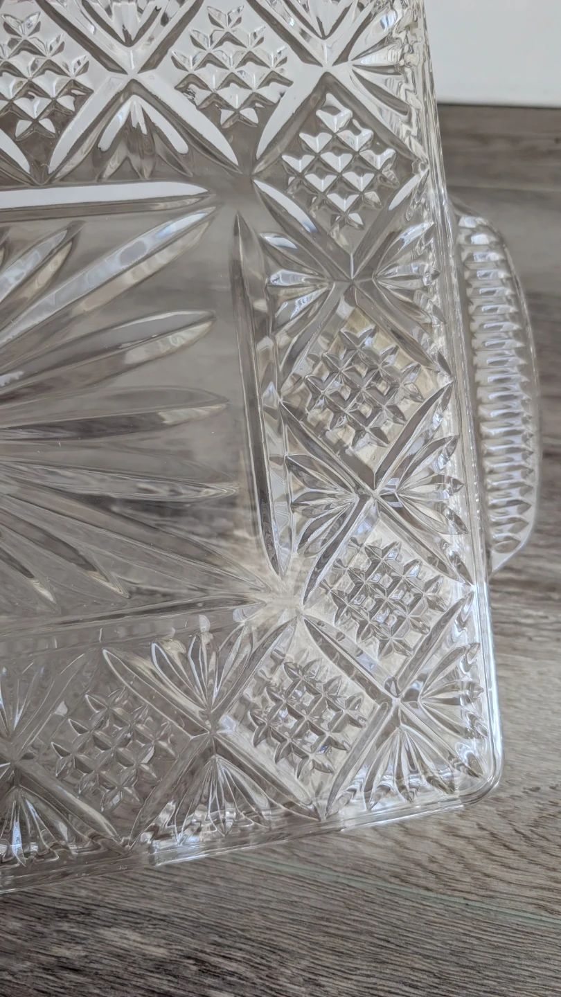 Crystal Glass Serving Tray with Handles - photo 2