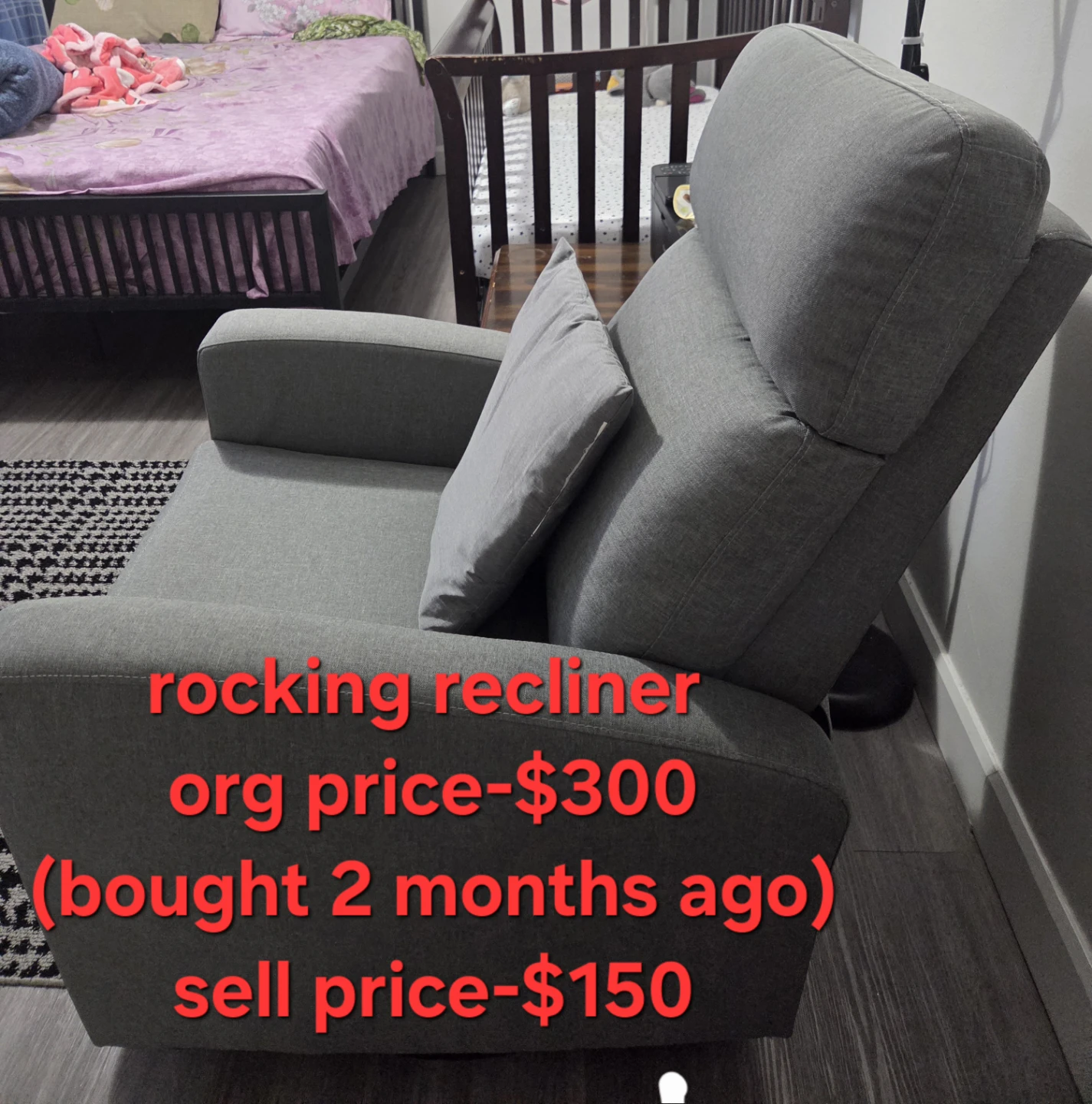 Grey Rocking Recliner Chair