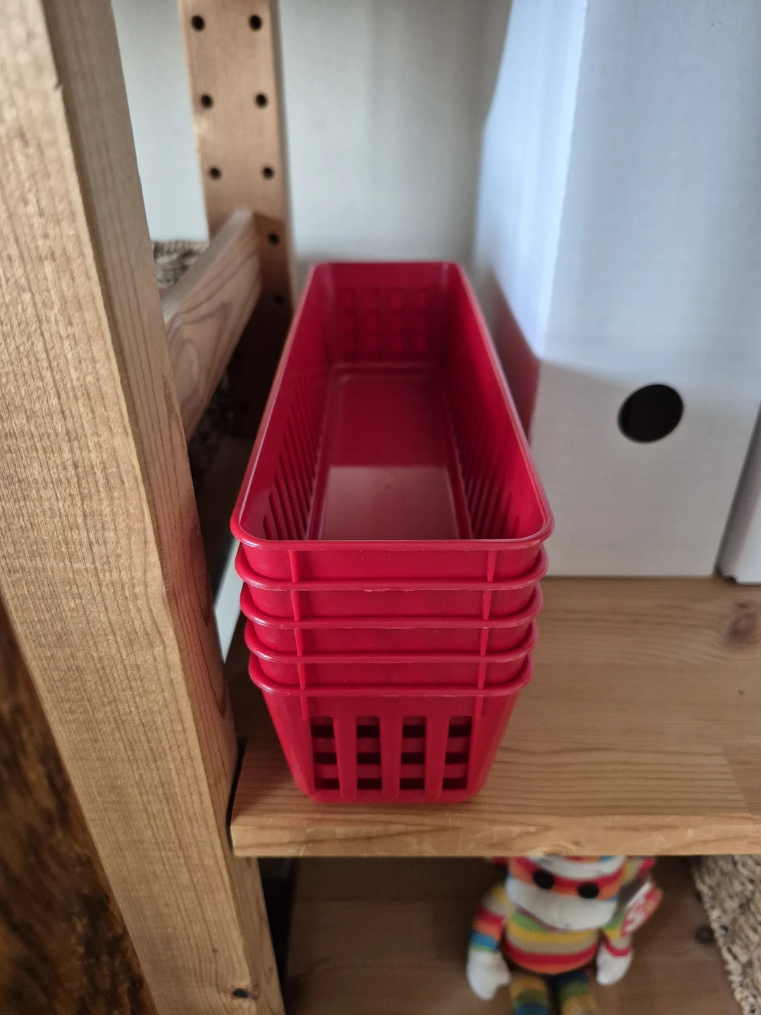 5 Red Organizer/Storage Baskets/Bins (Vintage, Made in USA)